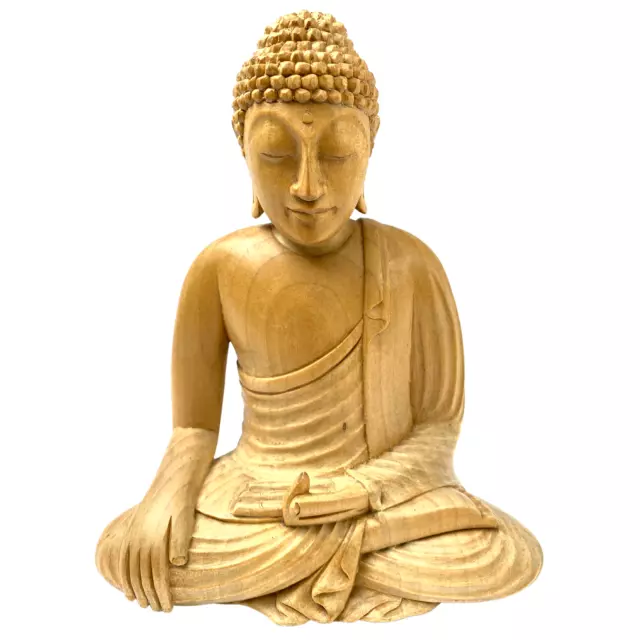 Buddha Sculpture Bhumisparsha Mudra Handmade Wood Carving Statue Balinese art