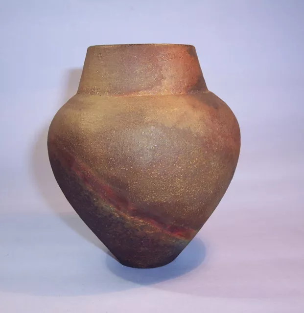 Vintage 1990s JUDITH FISHER Studio RAKU POTTERY VASE - Labelled & Signed