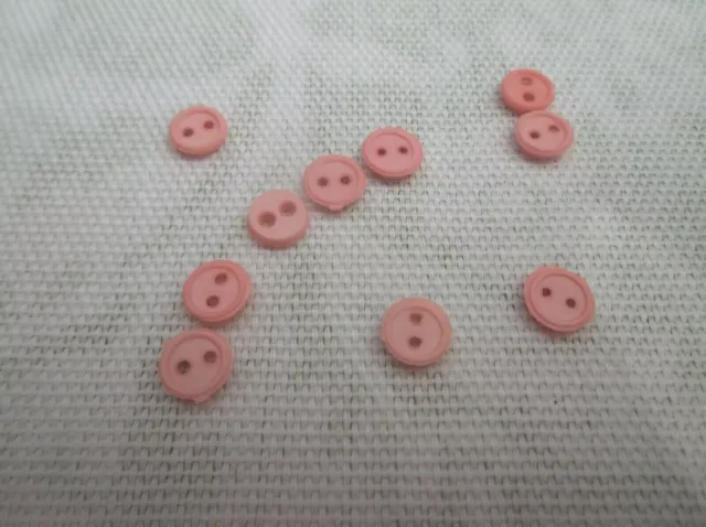 Diminuto Rosa Redondo Bebé Botones Talla 6 MM 10 para Paquete