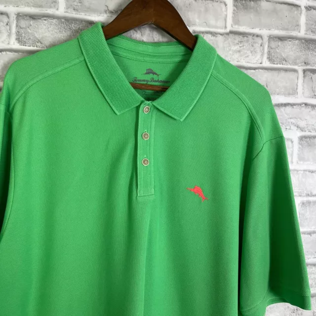 Tommy Bahama Supima Cotton Pique Polo Shirt Mens XL Lime Green Embroidered Logo