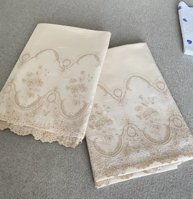 Drap De Lit Individuel D. Porthault Vintage – 100% Coton, Motif Violettes, Fabriqué En France
