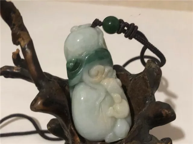 Chinese delicate Hand-carved aristocratic Jadeite jade mythical wild  pendant