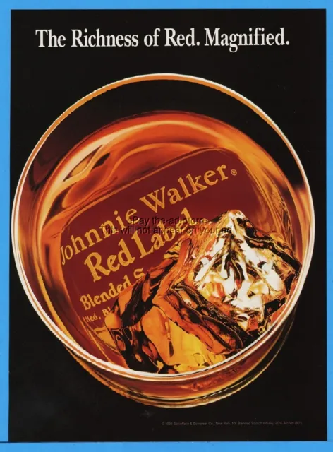 1994 Johnnie Walker Red Label Scotch On Ice Richness Magnified Magazine Print Ad
