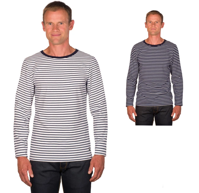 T-shirt Manches Longues Rayé Blanc/bleu Homme - Marque Tom Cross - Taille XXL - Occasion Très Bon état