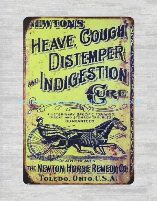 garage signs Newton's Heave Cough Distemper and Indigestion Cure metal tin sign