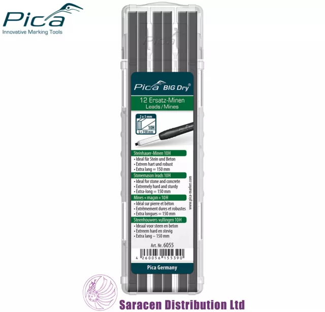 Pica Big Dry Pencil Refills Pack Of 12, Stonemasons Leads - 6055