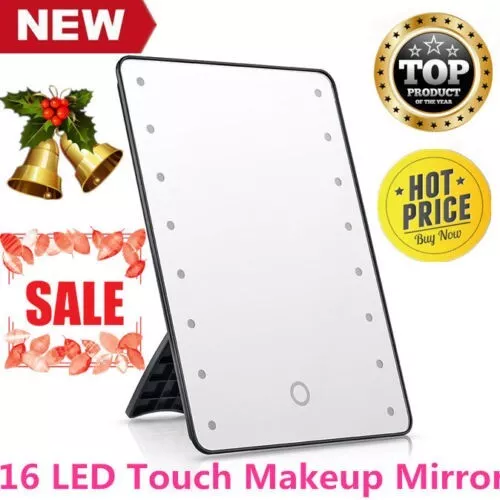 Ovonni L206 LED Touch Screen Makeup Mirror Portable 16 LEDs Lighted Make-up Blac