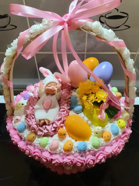 Easter Egg Basket & Miniature Bunny Doll Decorations