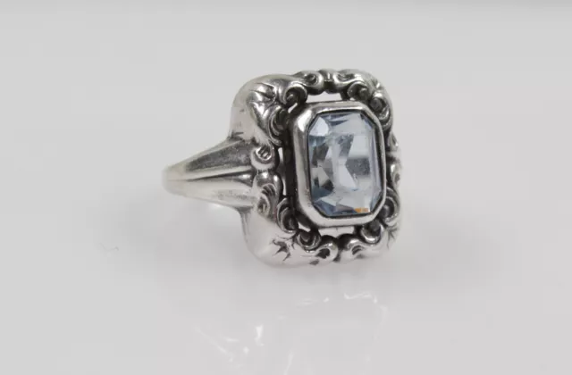 Sehr schöner alter Ring aus Silber 835 mit Schmuckstein blau Größe 53 Vintage