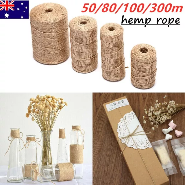 Natural Hemp Linen Cord Twisted Burlap Jute Twine Rope String DIY Craft DecorWF