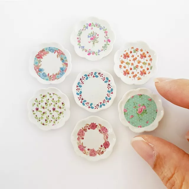 Handmade Ceramic Plates Miniatures Dollhouse Kitchen Accessories Decor Set 7 Pcs