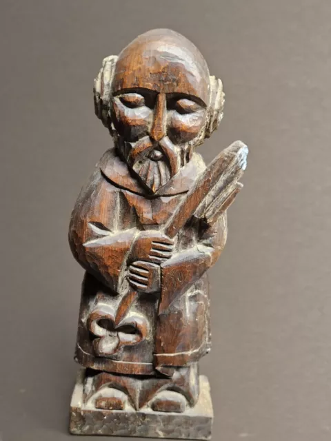 Chinese wood Carved Figure of Shou Lao God of Longevity 13"