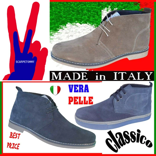 Polacchine Scarpe Uomo Beige O Blu Made In Italy Pelle  39  40 41 42 43 44 45.