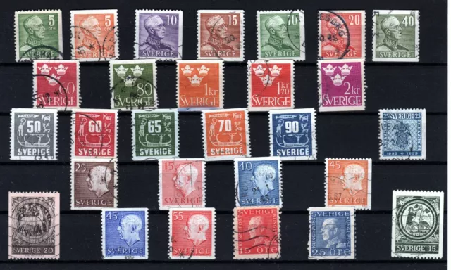 Altes Schweden Briefmarken Lot, gestempelt. 2 Scans.