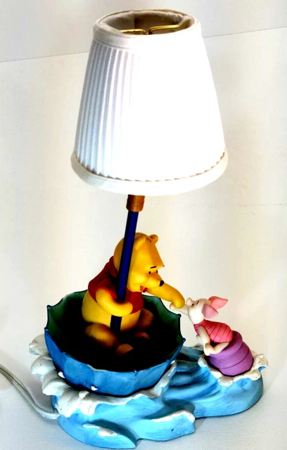 Disney Winnie the Pooh On Water In Umbrella & Piglet Table Lamp 12in w/Shade