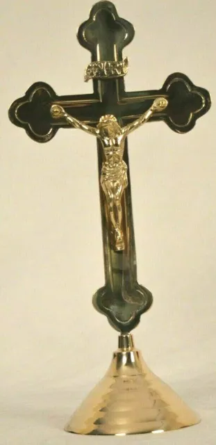 13 " Pouce Chrétien Laiton Croix Jésus Catholique Finition Antique Statue