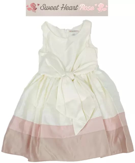 Sweet Heart Rose Dress Pearl White Bodice Pink Stripe Little Girls Dress Size 3T