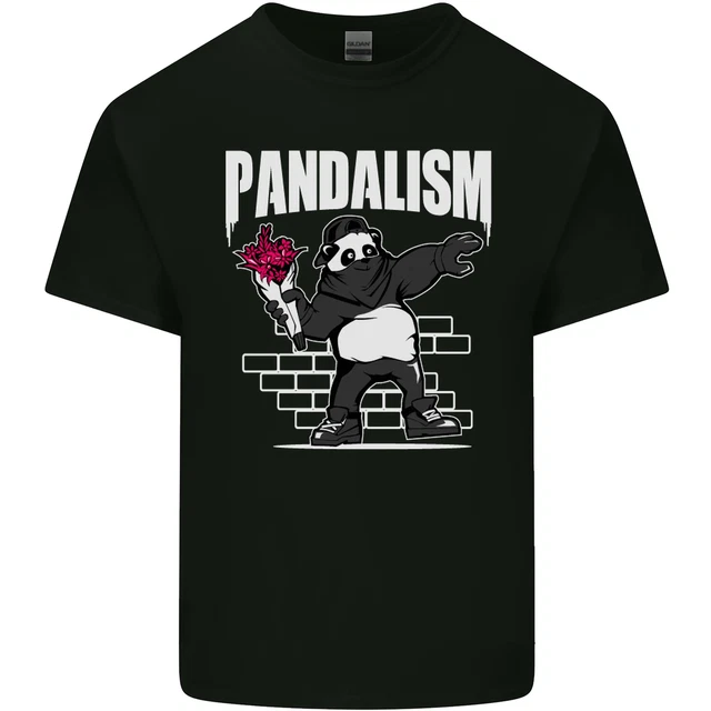 Pandalism Banksy Street Art Graffiti Uomo Cotone T-Shirt