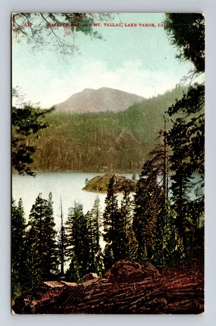 Lake Tahoe CA-California, Emerald Bay & Mt Tallac, Antique Vintage Postcard