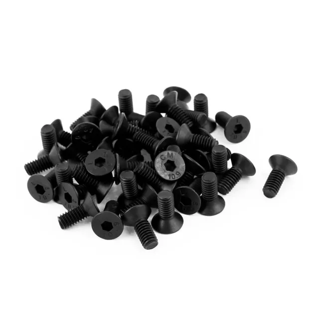 50pcs noir M4 x 10mm Acier Allié Vis Tête Fraisée