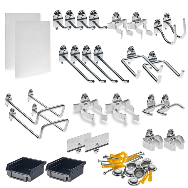 Triton Products DuraHook Wall Organizer - 1 Pegboard, 24 Hooks, 2 Hanging Bins