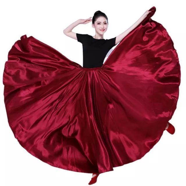 Shining Satin Long Skirt Swing Dancing Skirt Belly Dance Skirt Sun Skirt