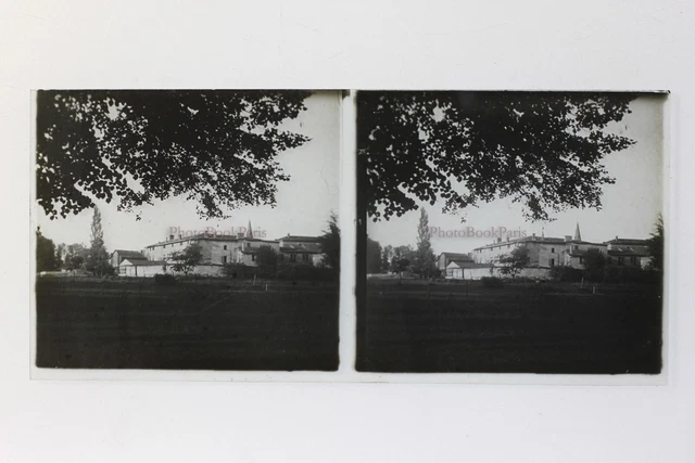 France Campagne village Photo Stereo P50L3n11 Plaque de verre Vintage c1930