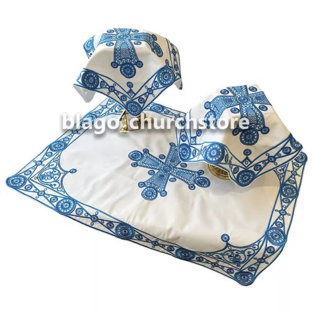 Church Embroidered Chalice Covers Set Covers Veil Gabardine White 29.13"х22.83"