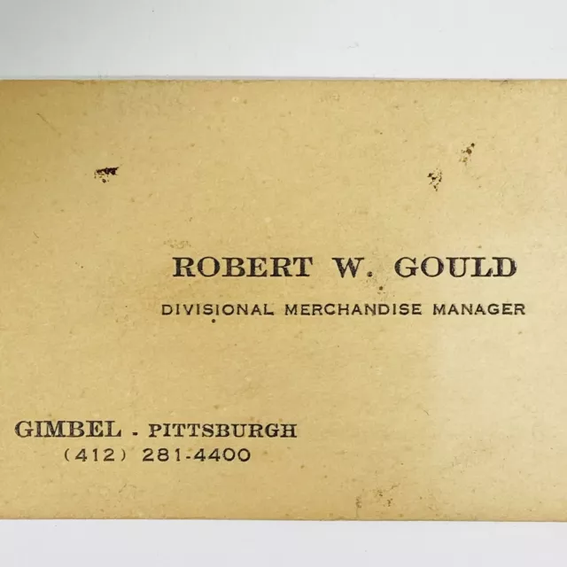 Gimbel Gimbels Business Card Department Store Pittsburgh Philadelphia Vintage