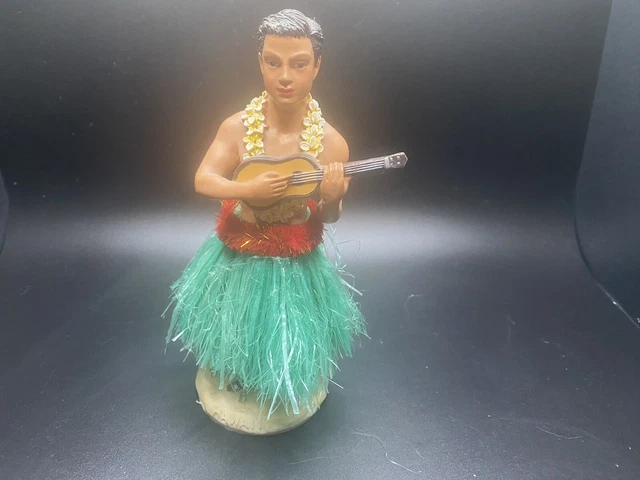 Male Hawaiian Dashboard Hula Dancer Doll with Ukulele Nodder for Car 6.5"