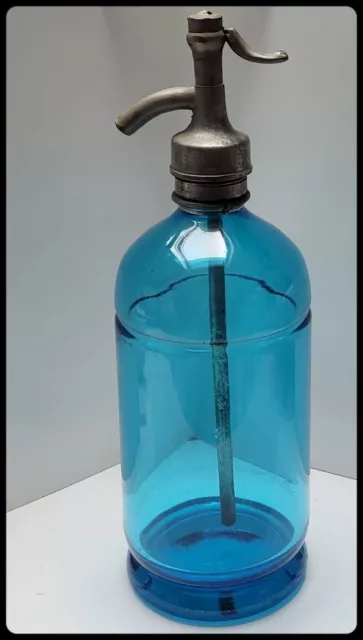 siphon ancien eau de Seltz, couleur bleue