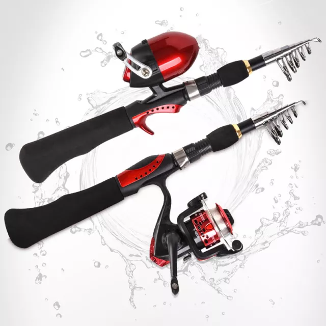 Telescopic Fishing Rod Reel Kit Set Spinning Baitcaster With Storage Bag Outdoor 2