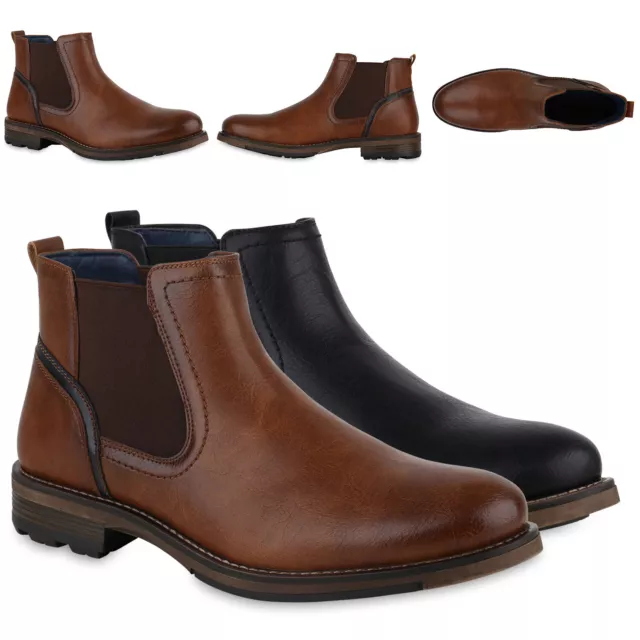 Herren Chelsea Boots Stiefel Klassisch Business Profil-Sohle Schuhe 840731