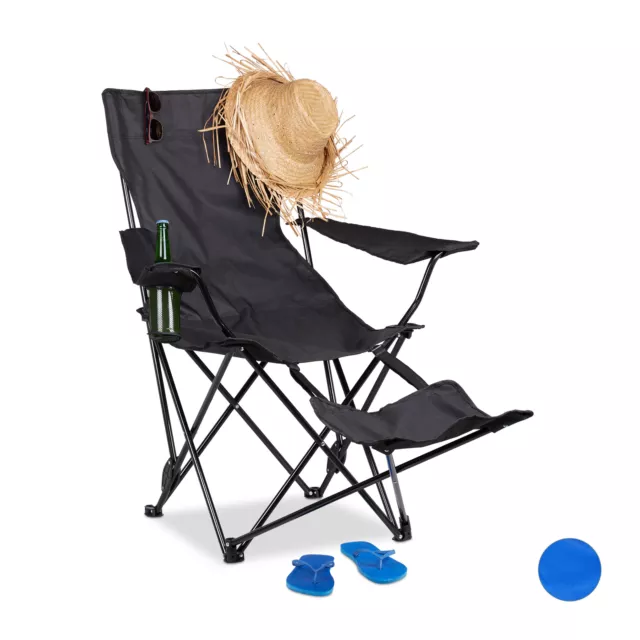 Chaise de camping pliante repose-pieds porte-boissons 120 kg fauteuil pliable