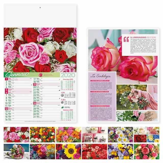 Calendari personalizzati 2020 illustrato olandese da parete muro fiori piante PA