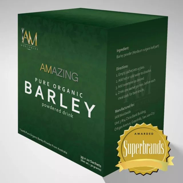 I Am Worldwide Amazing Barley 10 sachets de jus en poudre Boost Energy Pure