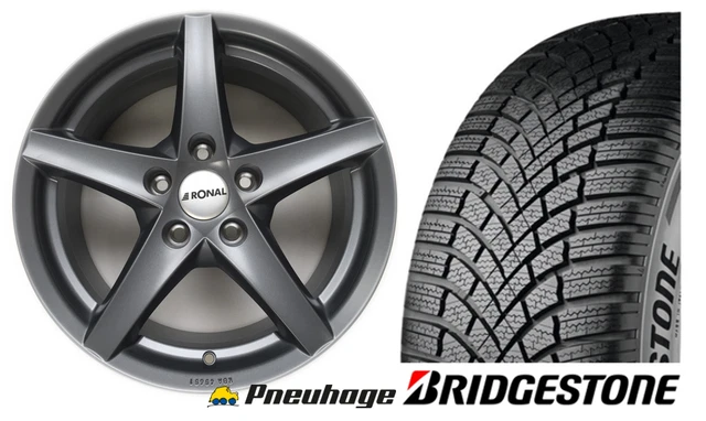 WINTERRÄDER 17& ZOLL VW T5 T6 T6.1 Alufelge Ronal 41 grau Bridgestone ...