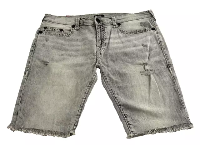 NEW True Religion Rocco Relaxed Skinny Sz. 42 Distressed Denim Shorts!