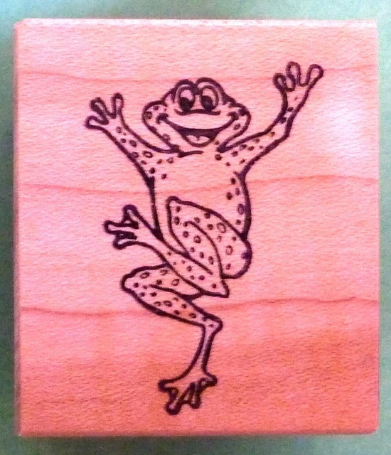 Frog, Leaping - Wood Mounted Rubber Stamp