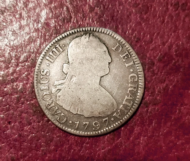 Guatemala 1797-Ng 2 Reales Colonial Silver Coin ~ Carlos Iv ~ Nice Condition