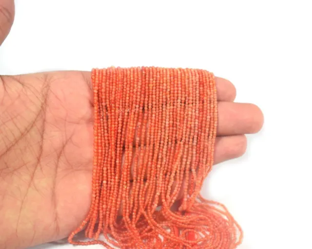 Cornaline orange 2mm pierres précieuses rondes lisses perles en vrac 12"...