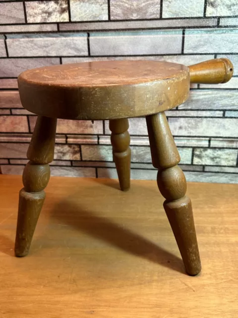 Three Leg Milk Stool Footstool El Segundo Calif Authentic Wood Prdcts, QuikShip