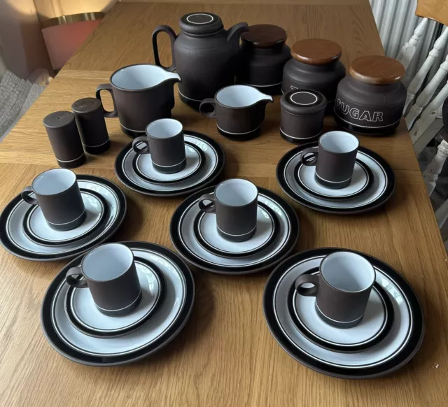 Hornsea Contrast Brown Teaset Coffee Set Tea Cup Trios Milk Jug Sugar Pot Lot