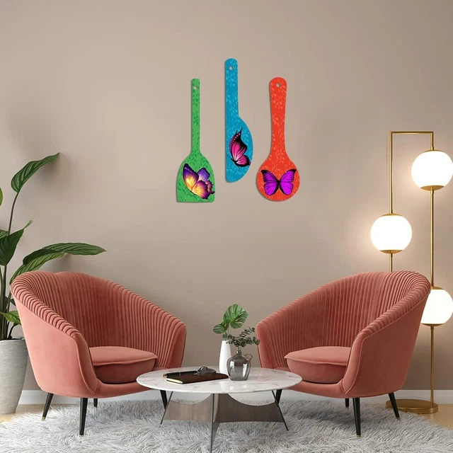 Schöne Schmetterling Kunst Holz Wand Aufhänger Löffel für Heimbüro Dekor Set Mit 3