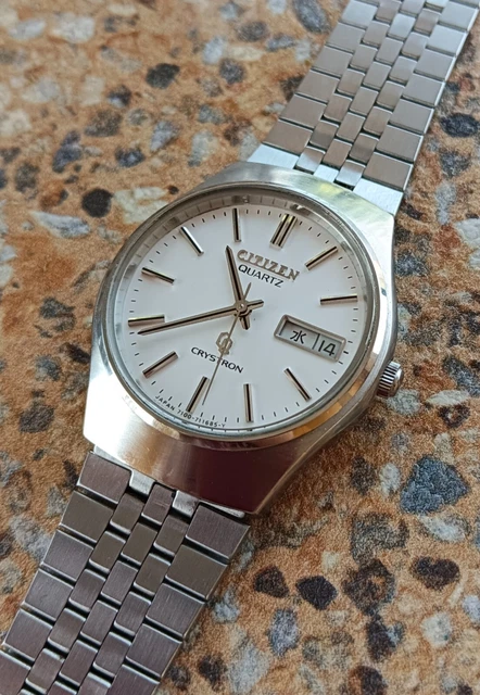 Montre Citizen CQ 4710 - Modèle Mixte 1985 - Cadran Doré Avec Date - Occasion