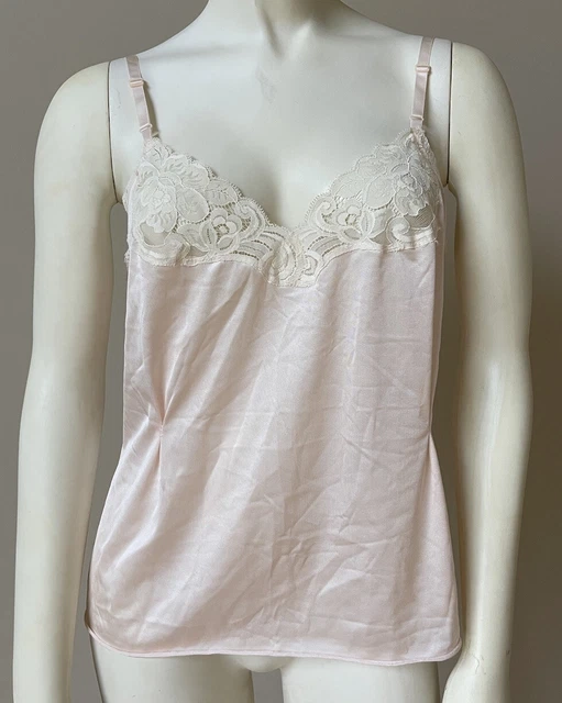 Vintage Vanity Fair Camisole Top Cami Top Lace Satin Nylon ANTRON III Sz 34 Pink