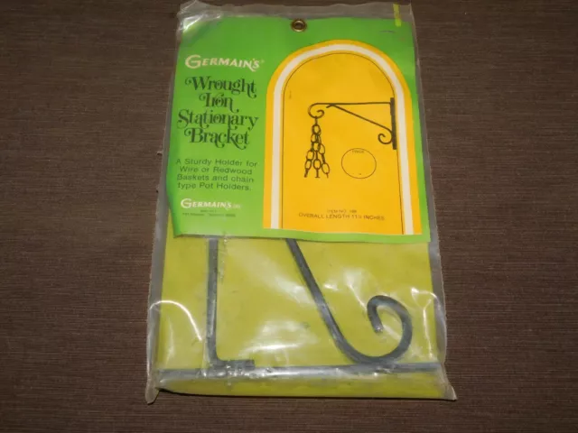 Vintage  11 1/2" Germain's Wrought Iron Stationary Bracket Plant Hook New Nos