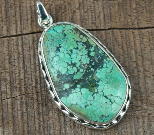 925 Sterling Silver Pendant Tibet Turquoise Gemstone Handmade Pendant Jewellery