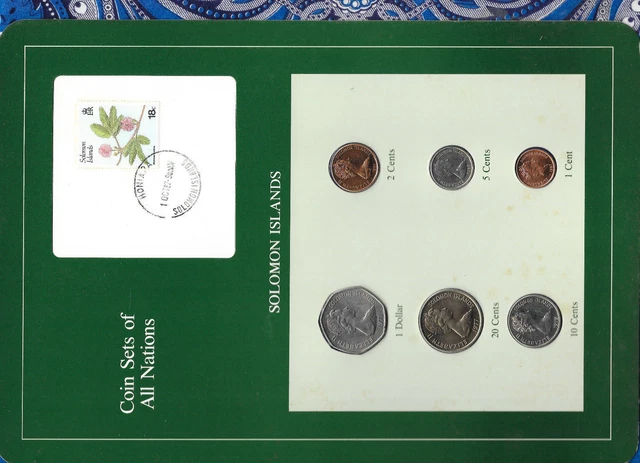 Coin sets of all Nations Solomon Islands w/card UNC 1977-1987 2,10 cent FM(U)