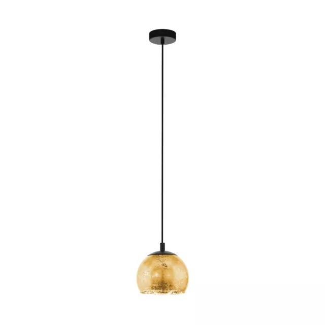Pendant Ceiling Light Colour Black Shade Gold Color Glass Bulb E27 1x40W